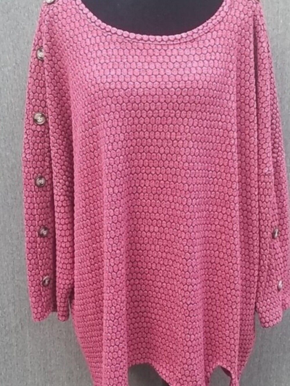 New York Laundry Off-the-Shoulder Button-Sleeve Sweater in Rose Pink 53
